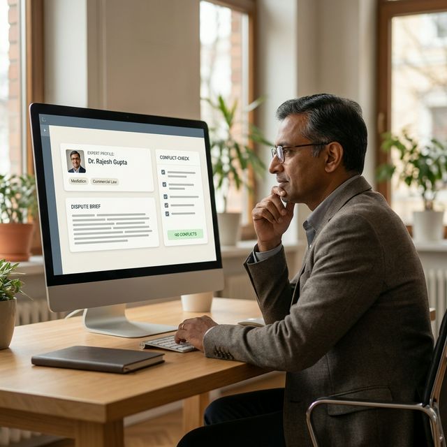 Neutral professional reviewing a dispute brief